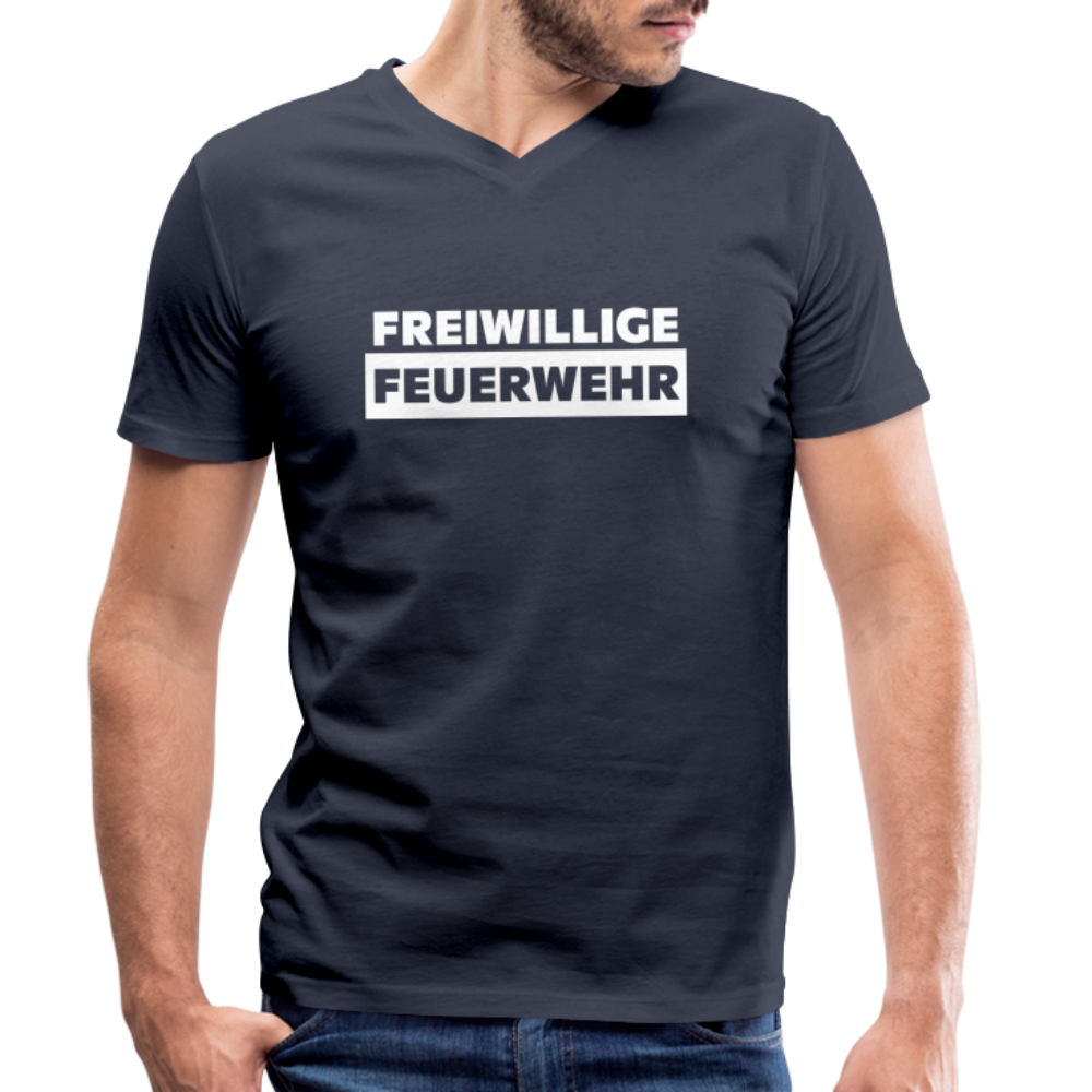 Freiwillige Feuerwehr - Männer T-Shirt mit V-Ausschnitt aus 100% Bio-Baumwolle - Navy