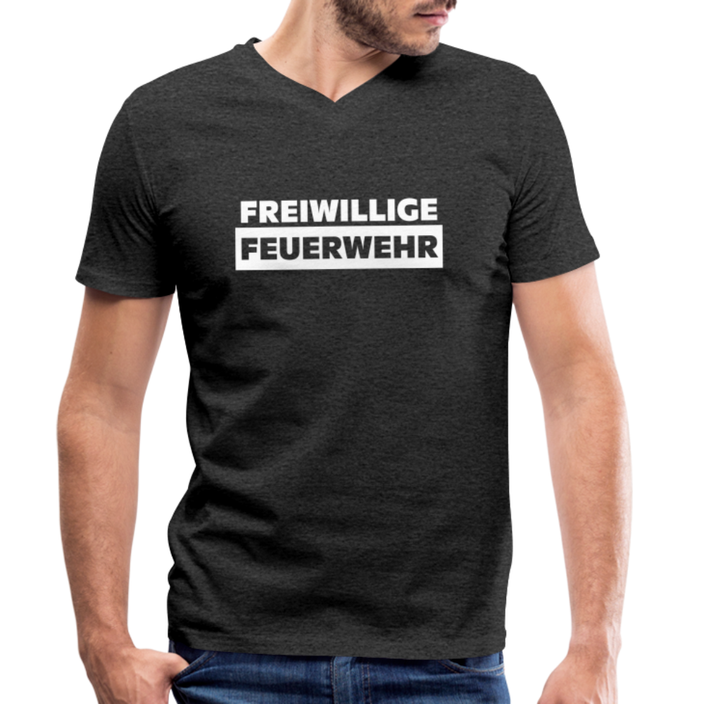 Freiwillige Feuerwehr - Männer T-Shirt mit V-Ausschnitt aus 100% Bio-Baumwolle - Anthrazit