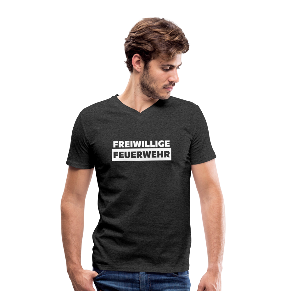 Freiwillige Feuerwehr - Männer T-Shirt mit V-Ausschnitt aus 100% Bio-Baumwolle - Anthrazit