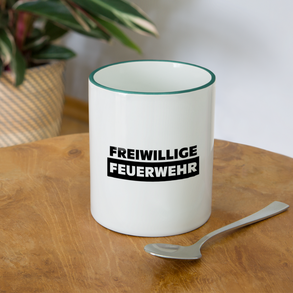 Freiwillige Feuerwehr - Tasse zweifarbig 325 ml - Weiß/Dunkelgrün