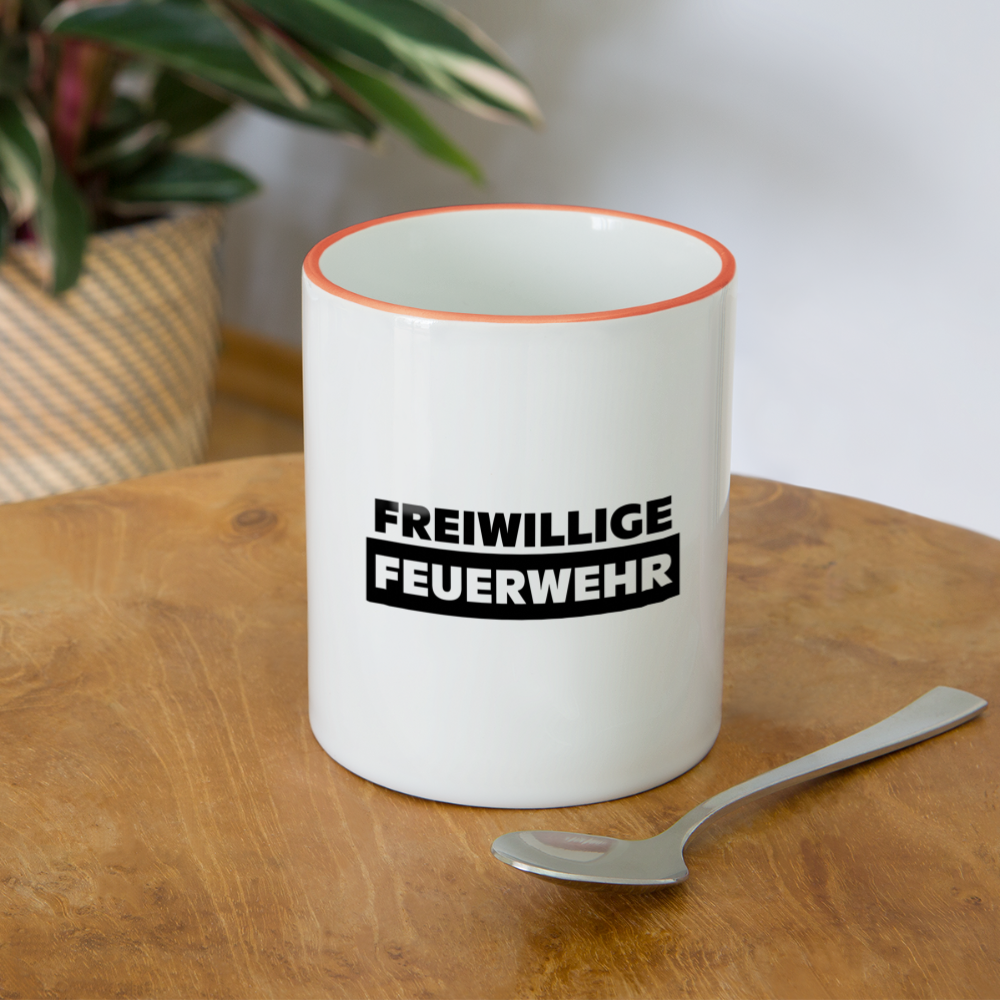 Freiwillige Feuerwehr - Tasse zweifarbig 325 ml - Weiß/Orange