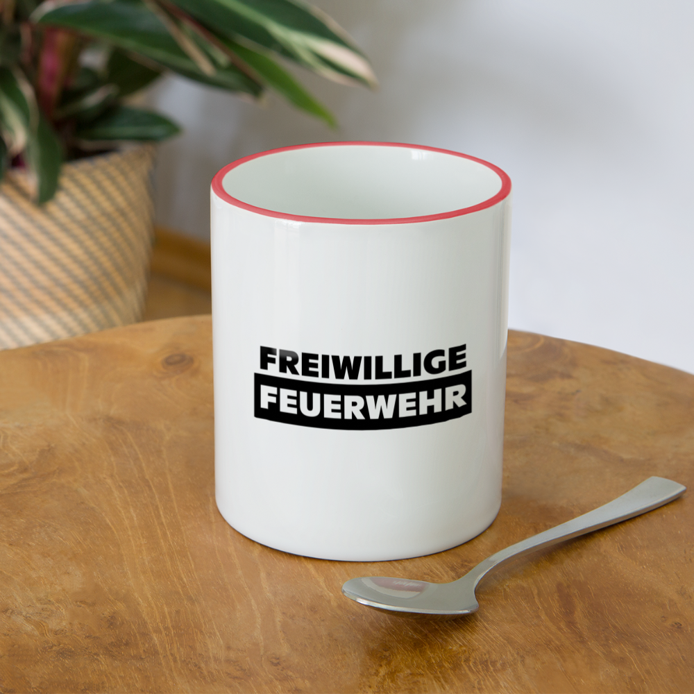 Freiwillige Feuerwehr - Tasse zweifarbig 325 ml - Weiß/Rot