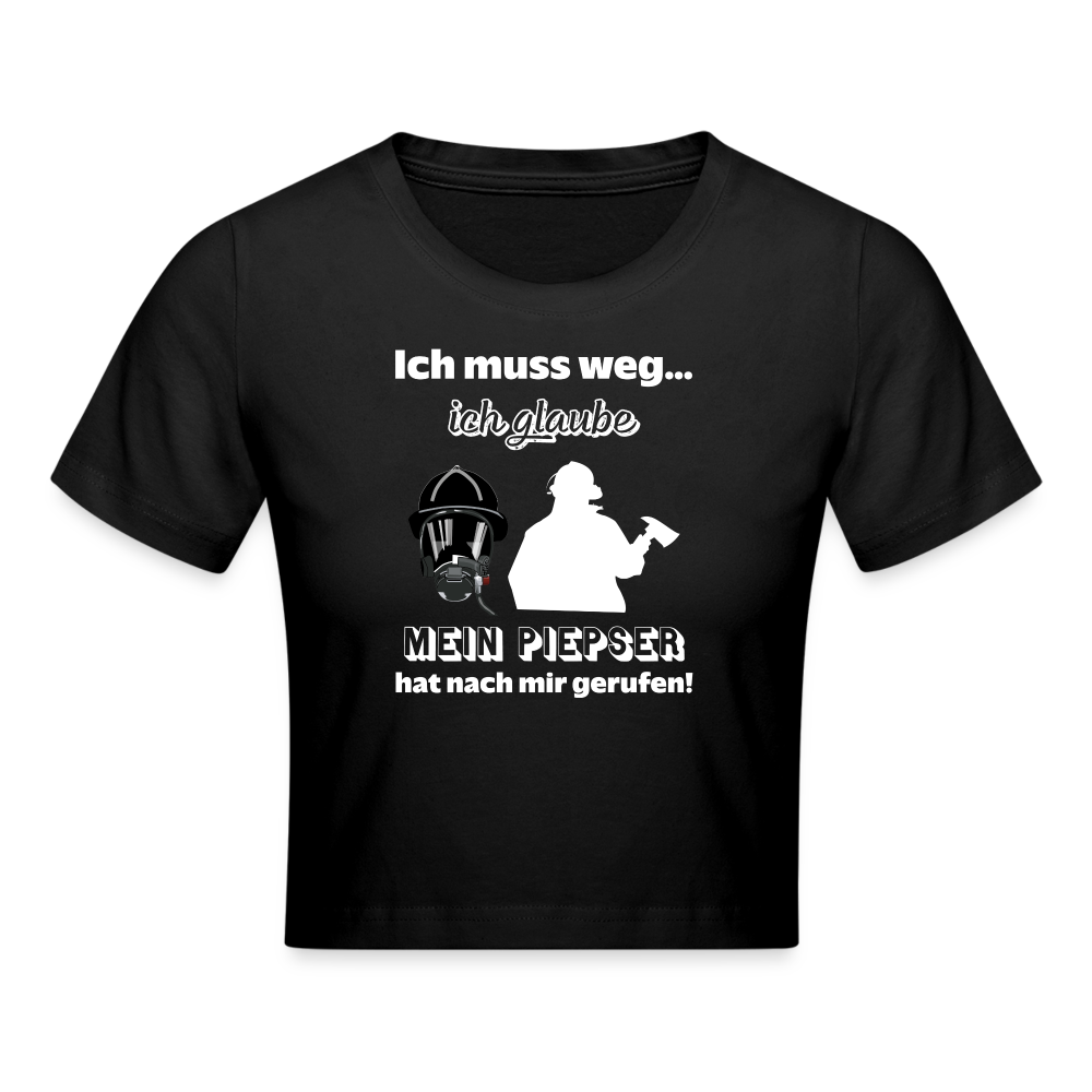 Ich muss weg... Ich glaube mein Piepser hat nach mir gerufen! - Crop T-Shirt - Schwarz