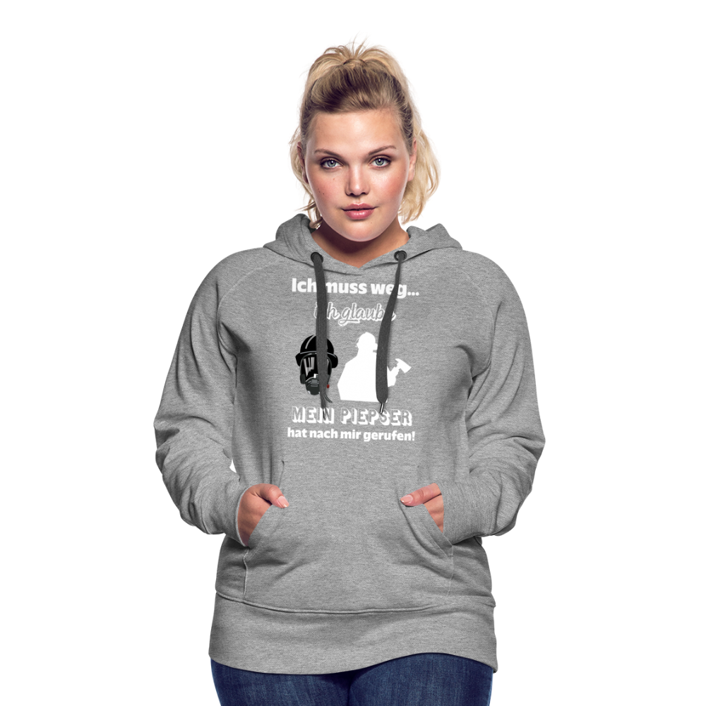 Ich muss weg... Ich glaube mein Piepser hat nach mir gerufen! - Frauen Hoodie - Grau meliert