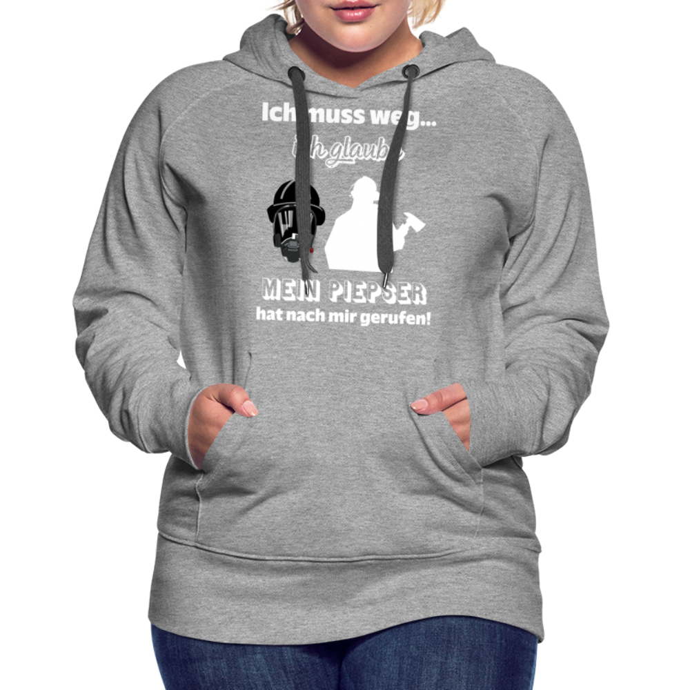 Ich muss weg... Ich glaube mein Piepser hat nach mir gerufen! - Frauen Hoodie - Grau meliert