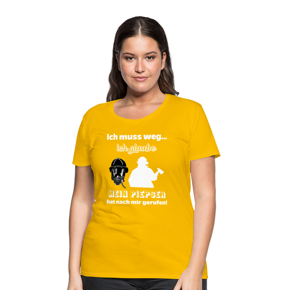 Ich muss weg... Ich glaube mein Piepser hat nach mir gerufen! - Frauen T-Shirt - Sonnengelb