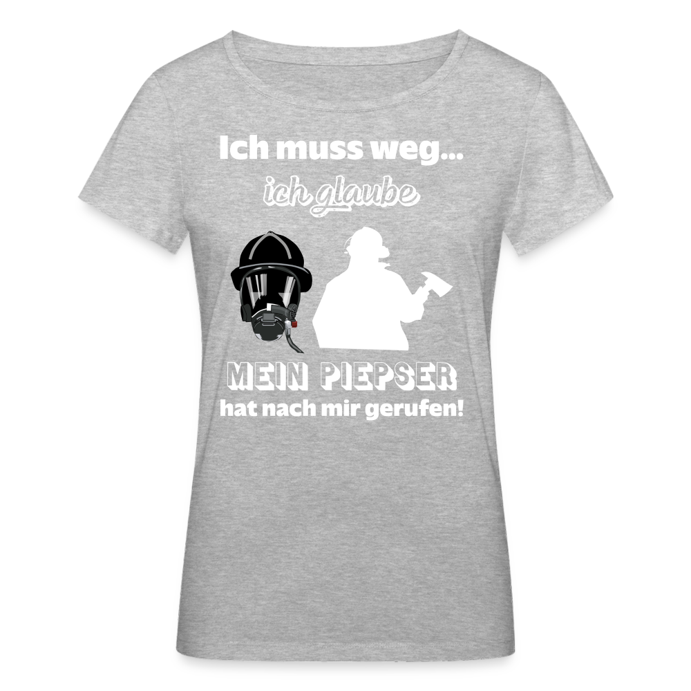Ich muss weg... Ich glaube mein Piepser hat nach mir gerufen! - Frauen T-Shirt aus 100% Bio-Baumwolle - Grau meliert
