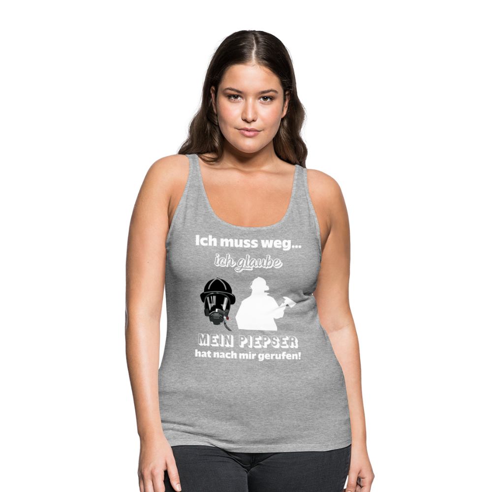 Ich muss weg... Ich glaube mein Piepser hat nach mir gerufen! - Frauen Tank Top - Grau meliert