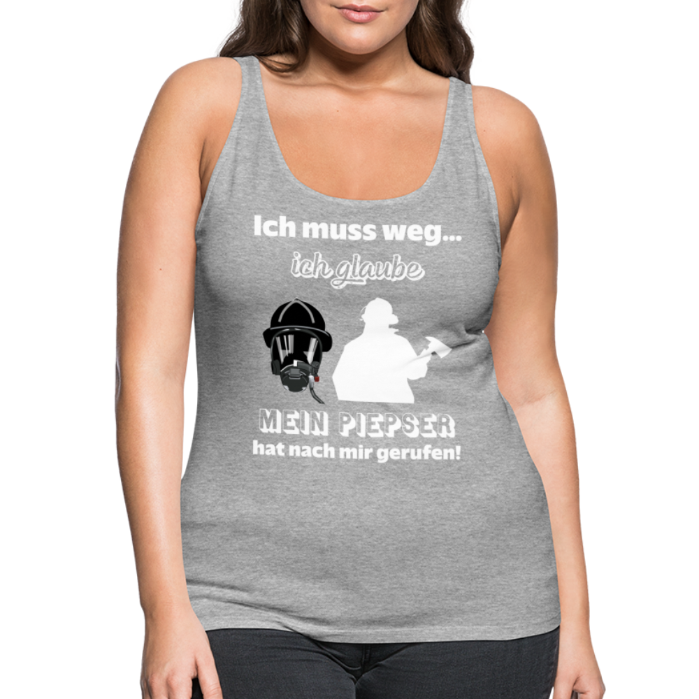 Ich muss weg... Ich glaube mein Piepser hat nach mir gerufen! - Frauen Tank Top - Grau meliert