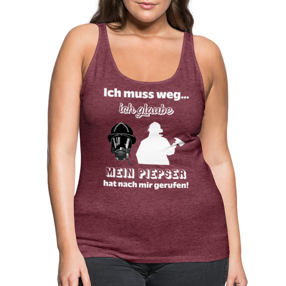 Ich muss weg... Ich glaube mein Piepser hat nach mir gerufen! - Frauen Tank Top - Bordeauxrot meliert