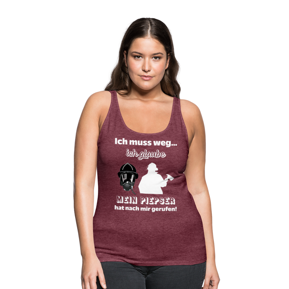 Ich muss weg... Ich glaube mein Piepser hat nach mir gerufen! - Frauen Tank Top - Bordeauxrot meliert