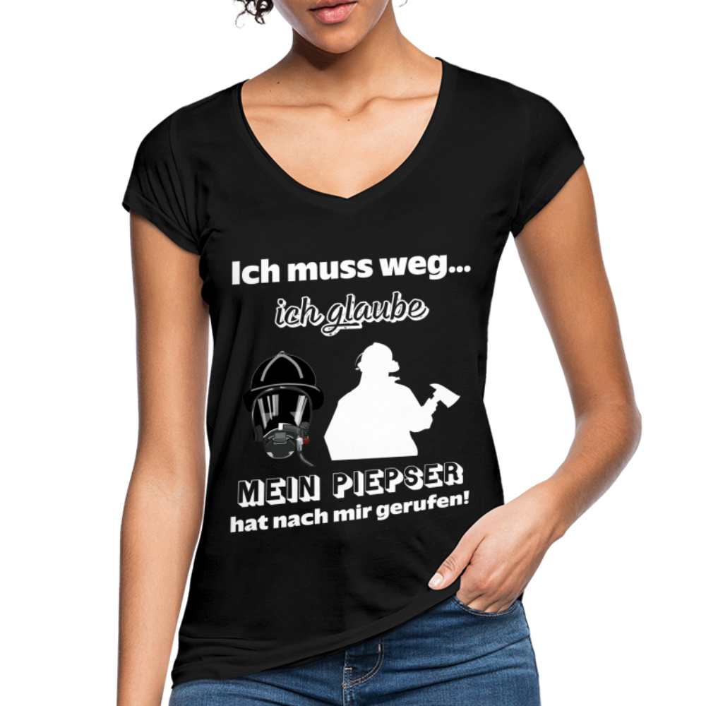 Ich muss weg... Ich glaube mein Piepser hat nach mir gerufen! - Frauen Vintage T-Shirt - Schwarz