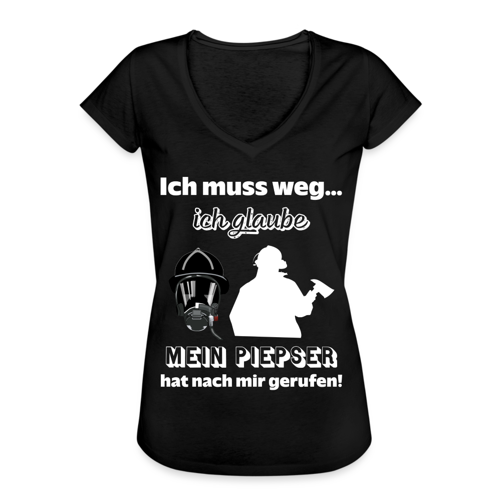 Ich muss weg... Ich glaube mein Piepser hat nach mir gerufen! - Frauen Vintage T-Shirt - Schwarz