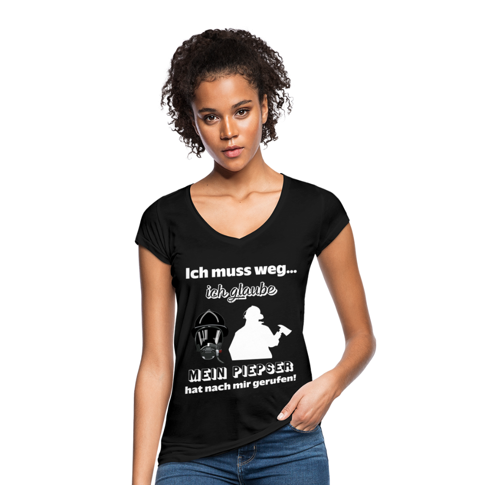 Ich muss weg... Ich glaube mein Piepser hat nach mir gerufen! - Frauen Vintage T-Shirt - Schwarz