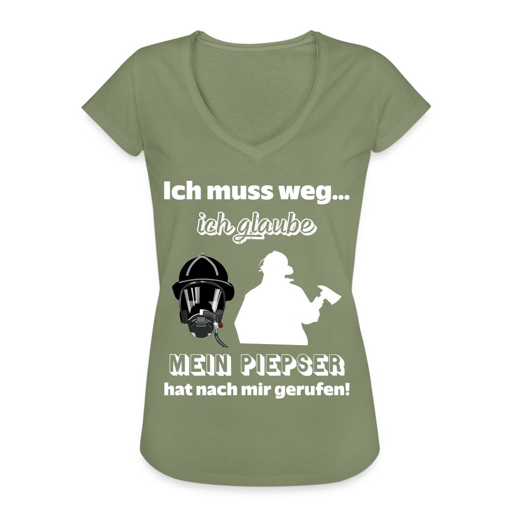 Ich muss weg... Ich glaube mein Piepser hat nach mir gerufen! - Frauen Vintage T-Shirt - Oliv