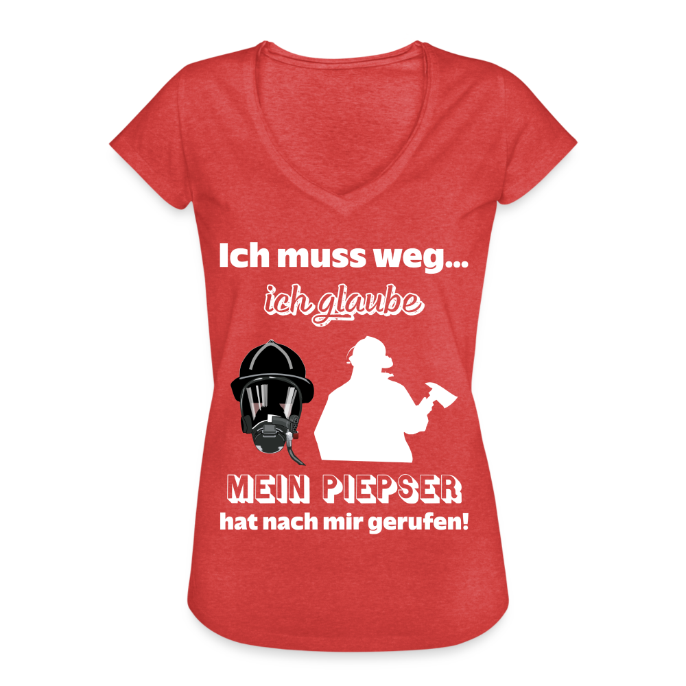 Ich muss weg... Ich glaube mein Piepser hat nach mir gerufen! - Frauen Vintage T-Shirt - Rot meliert