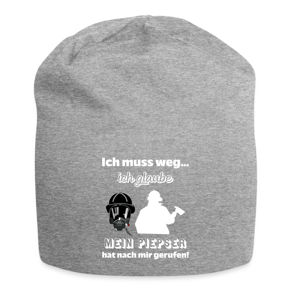Ich muss weg... Ich glaube mein Piepser hat nach mir gerufen! - Jersey-Beanie - Grau meliert