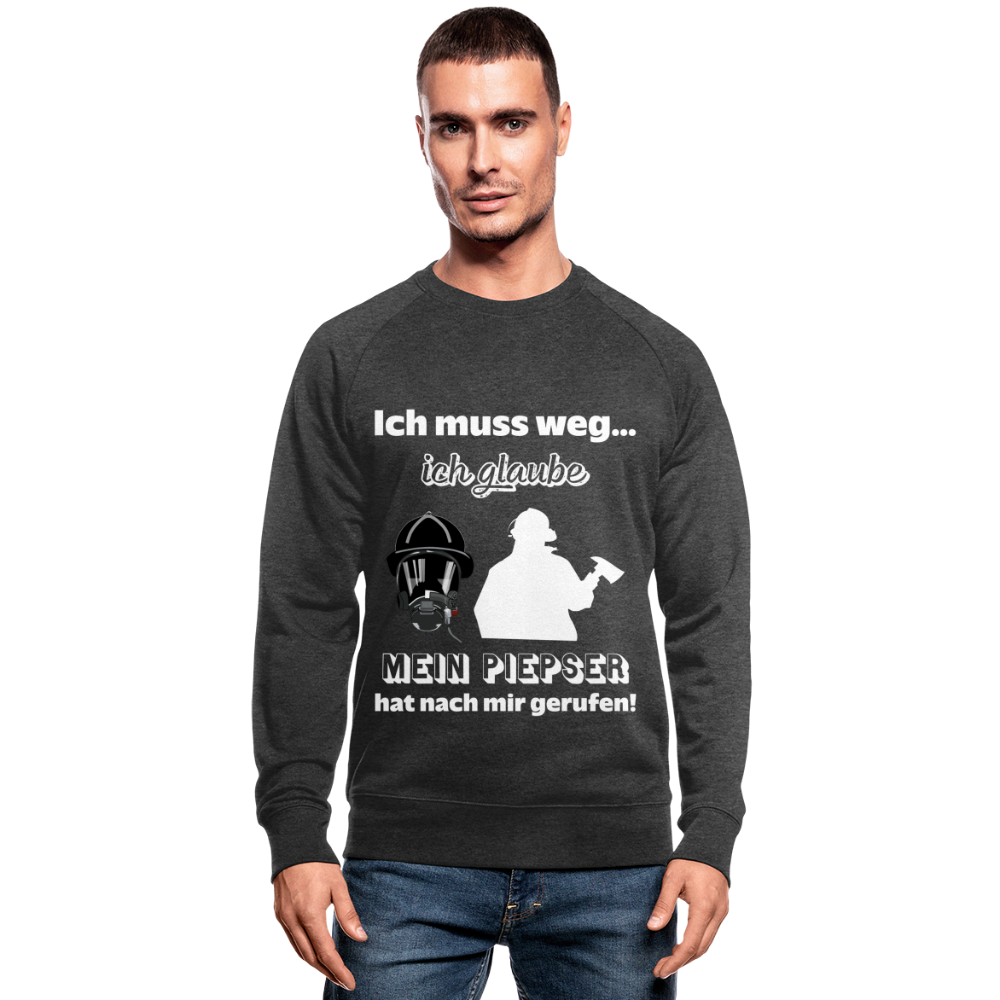 Ich muss weg... Ich glaube mein Piepser hat nach mir gerufen! - Männer Bio-Sweatshirt - Dunkelgrau meliert