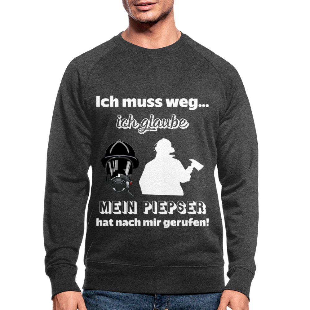 Ich muss weg... Ich glaube mein Piepser hat nach mir gerufen! - Männer Bio-Sweatshirt - Dunkelgrau meliert