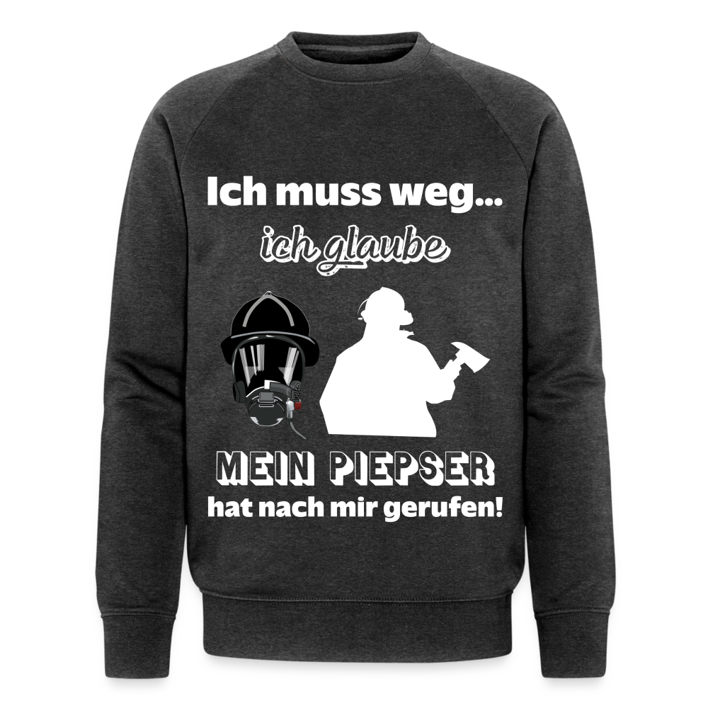 Ich muss weg... Ich glaube mein Piepser hat nach mir gerufen! - Männer Bio-Sweatshirt - Dunkelgrau meliert