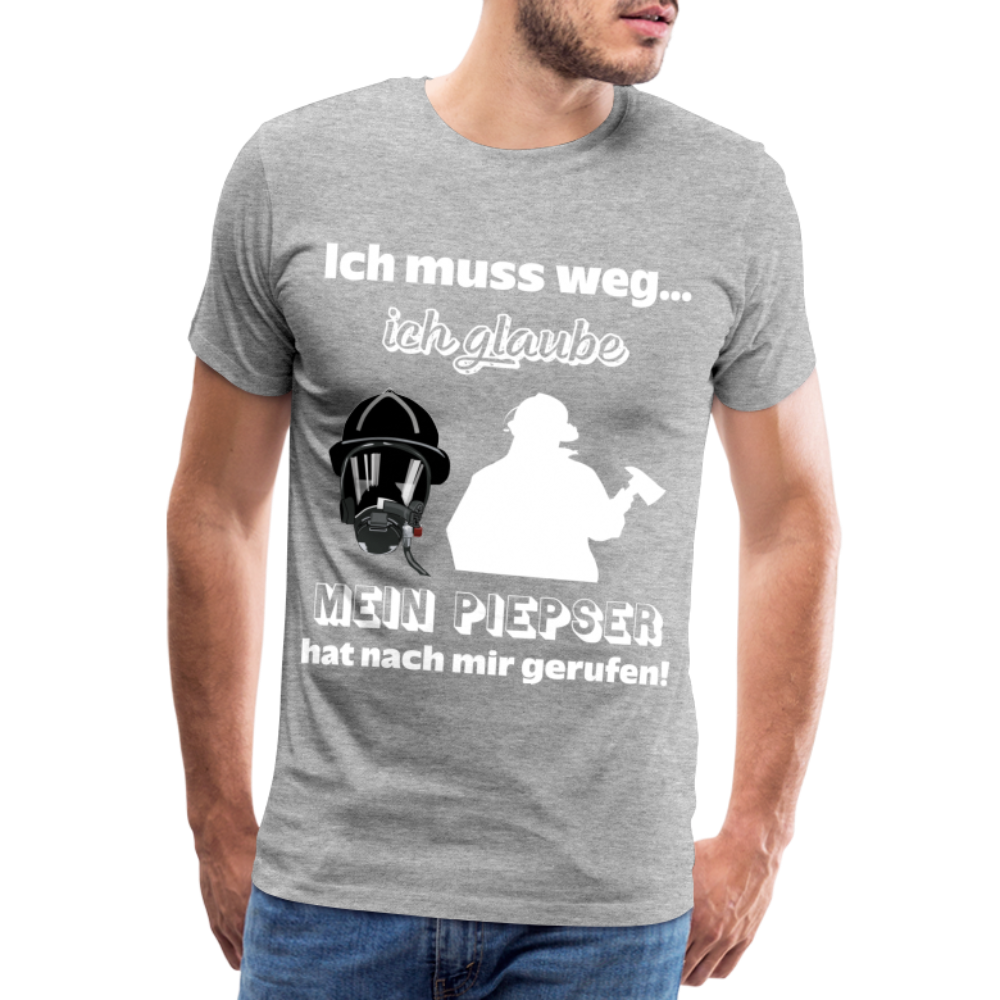 Ich muss weg... Ich glaube mein Piepser hat nach mir gerufen! - Männer T-Shirt - Grau meliert