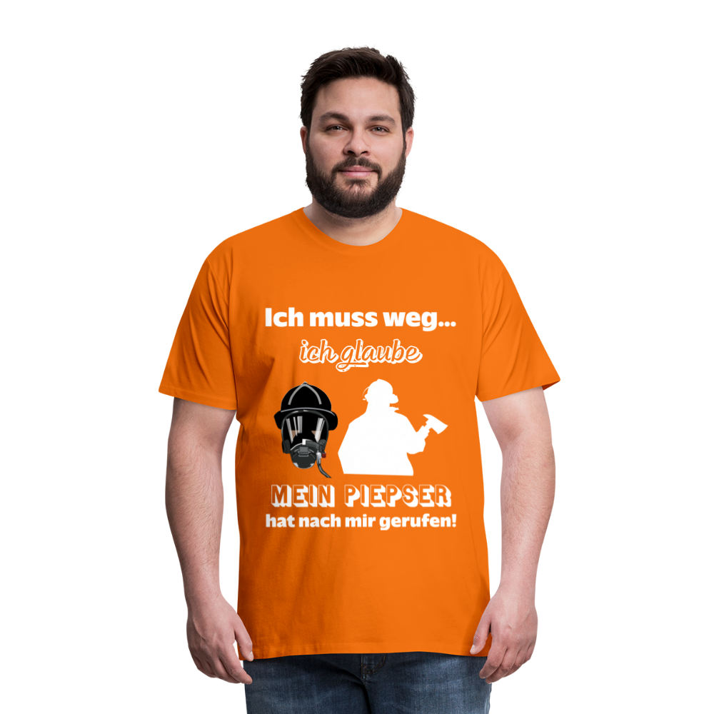 Ich muss weg... Ich glaube mein Piepser hat nach mir gerufen! - Männer T-Shirt - Orange