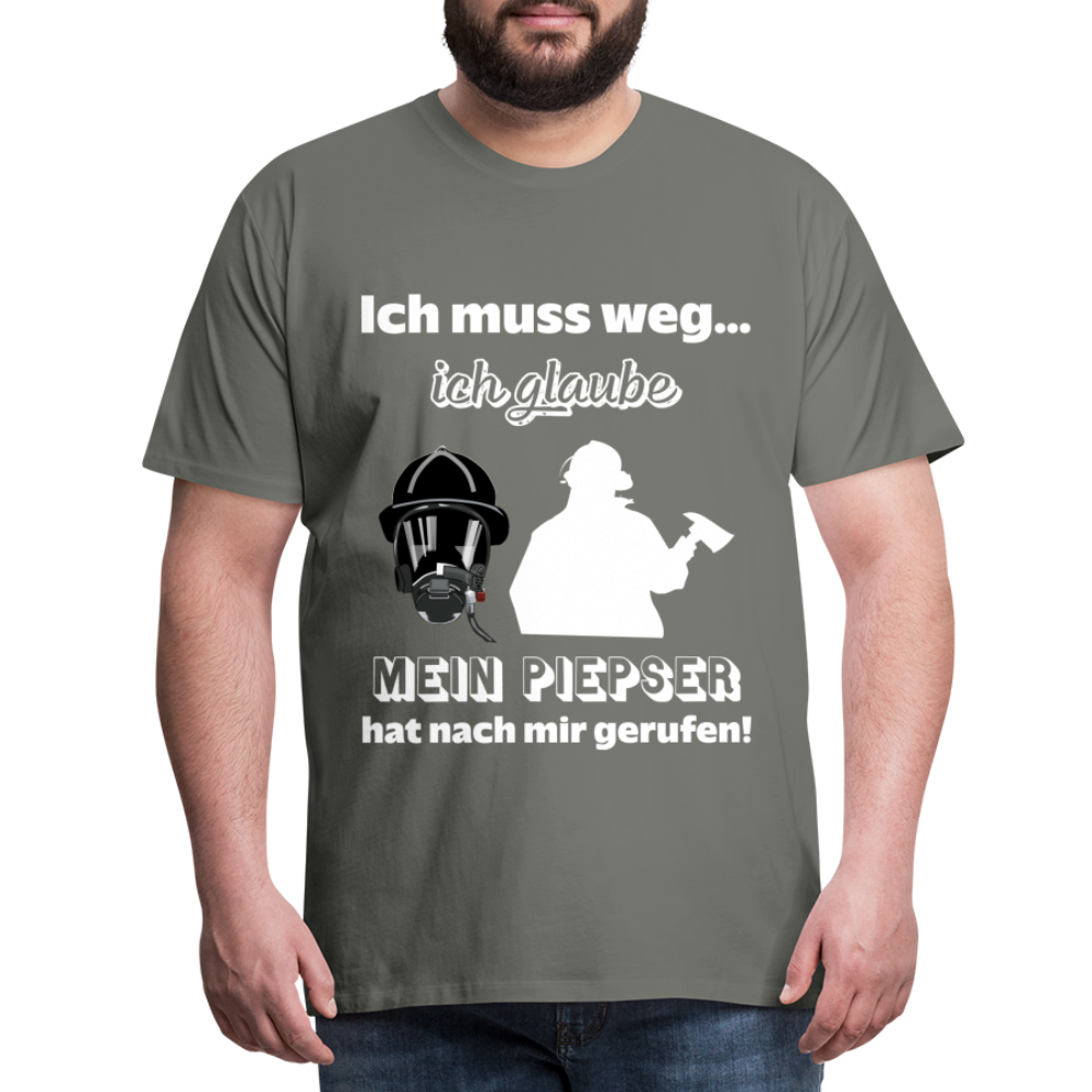 Ich muss weg... Ich glaube mein Piepser hat nach mir gerufen! - Männer T-Shirt - Asphalt