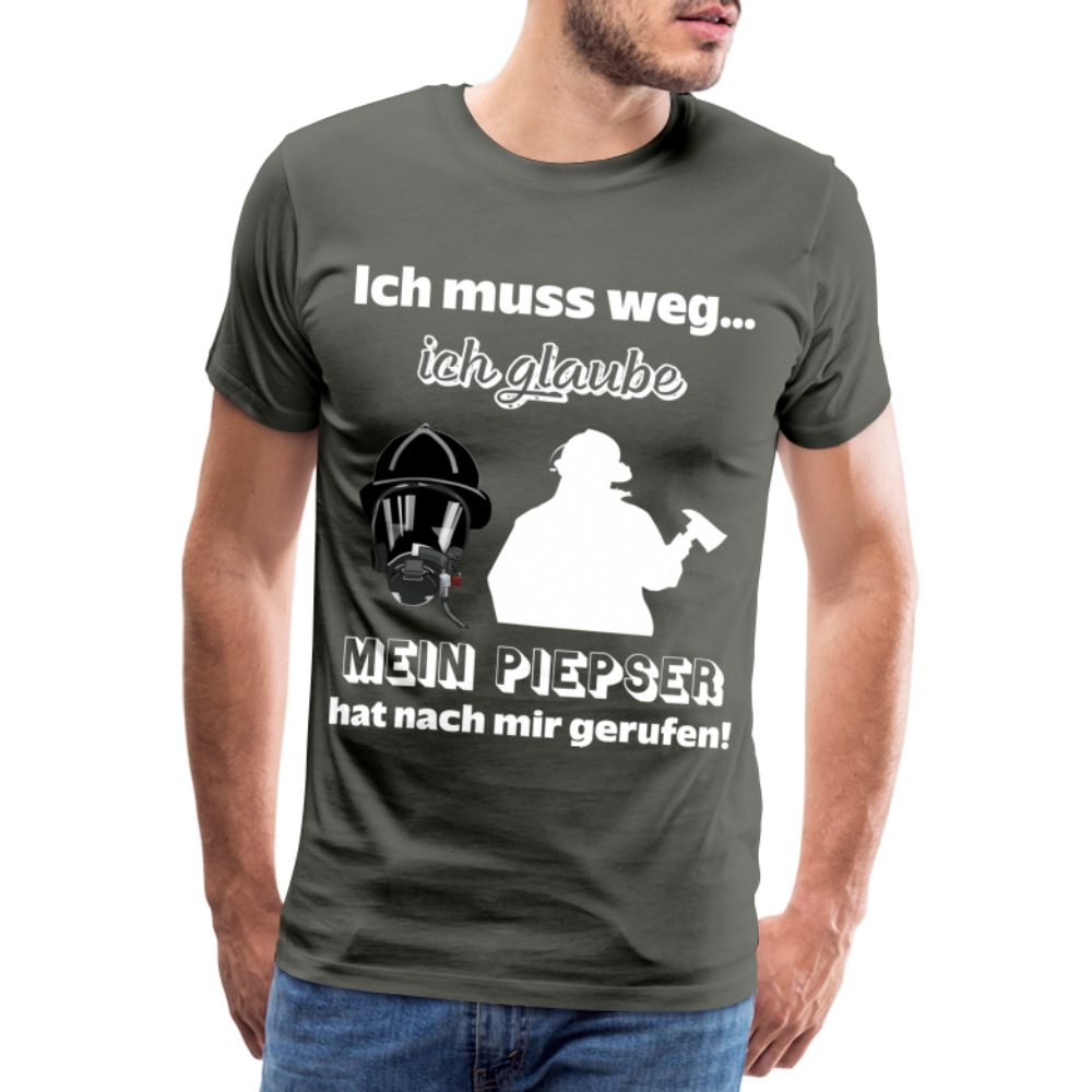Ich muss weg... Ich glaube mein Piepser hat nach mir gerufen! - Männer T-Shirt - Asphalt
