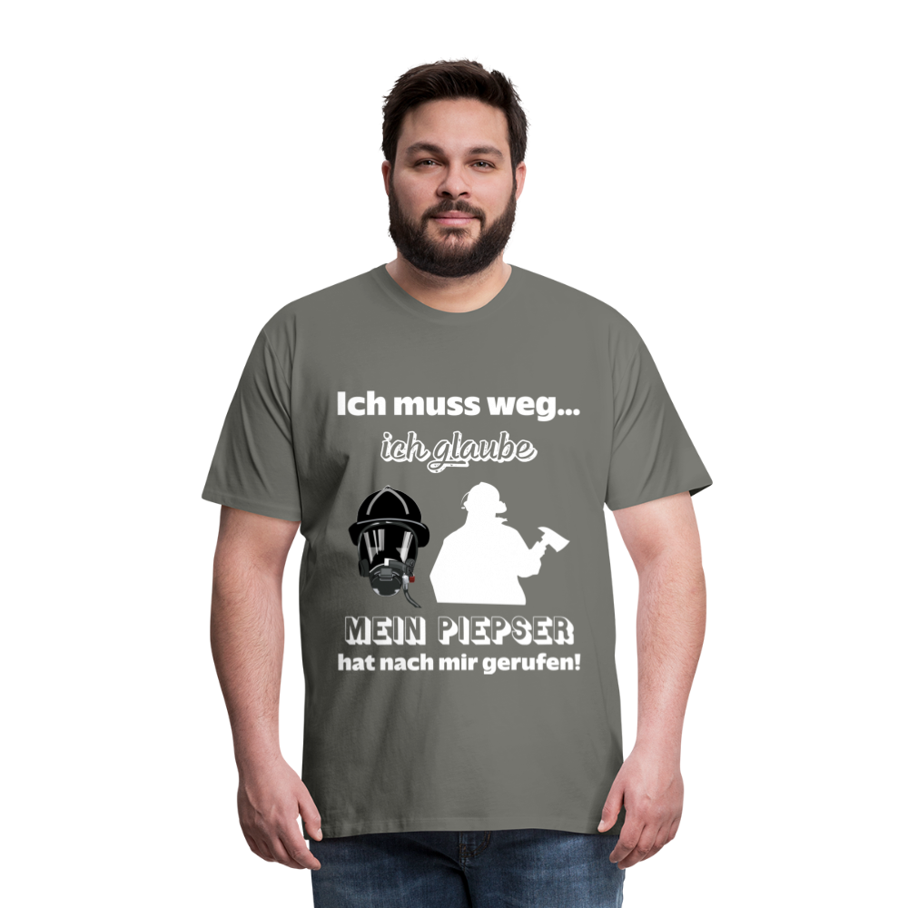 Ich muss weg... Ich glaube mein Piepser hat nach mir gerufen! - Männer T-Shirt - Asphalt