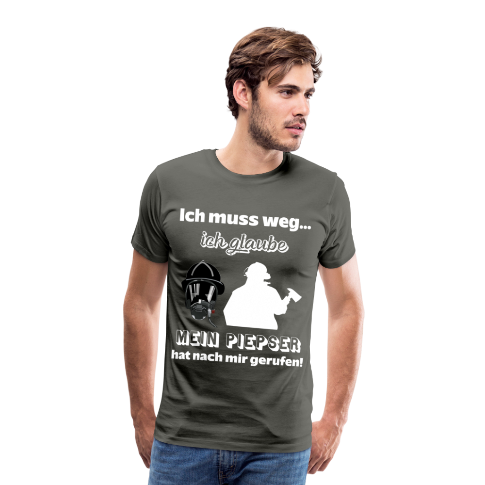 Ich muss weg... Ich glaube mein Piepser hat nach mir gerufen! - Männer T-Shirt - Asphalt