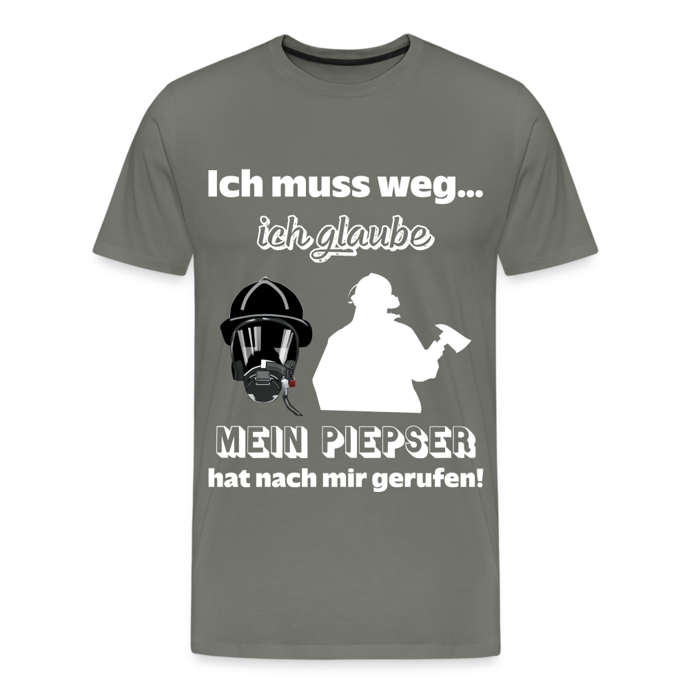 Ich muss weg... Ich glaube mein Piepser hat nach mir gerufen! - Männer T-Shirt - Asphalt