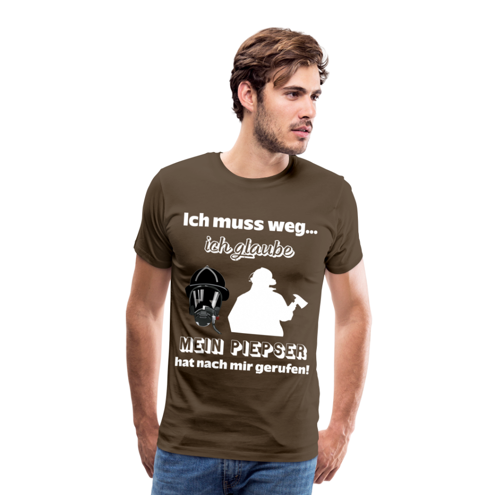 Ich muss weg... Ich glaube mein Piepser hat nach mir gerufen! - Männer T-Shirt - Edelbraun