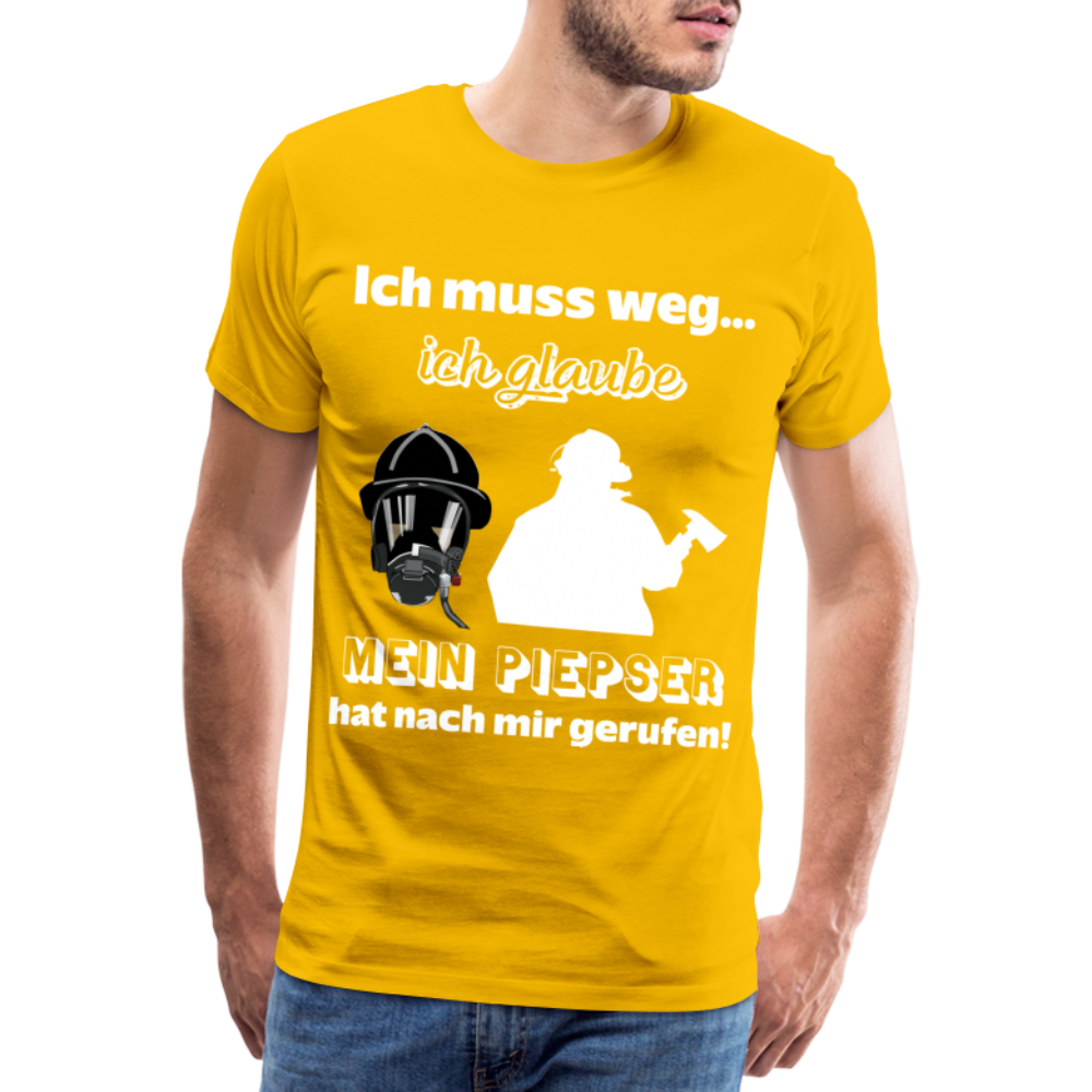 Ich muss weg... Ich glaube mein Piepser hat nach mir gerufen! - Männer T-Shirt - Sonnengelb