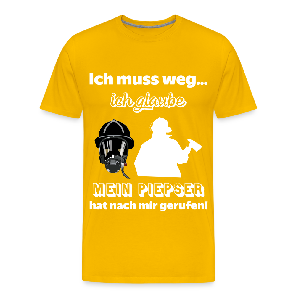 Ich muss weg... Ich glaube mein Piepser hat nach mir gerufen! - Männer T-Shirt - Sonnengelb