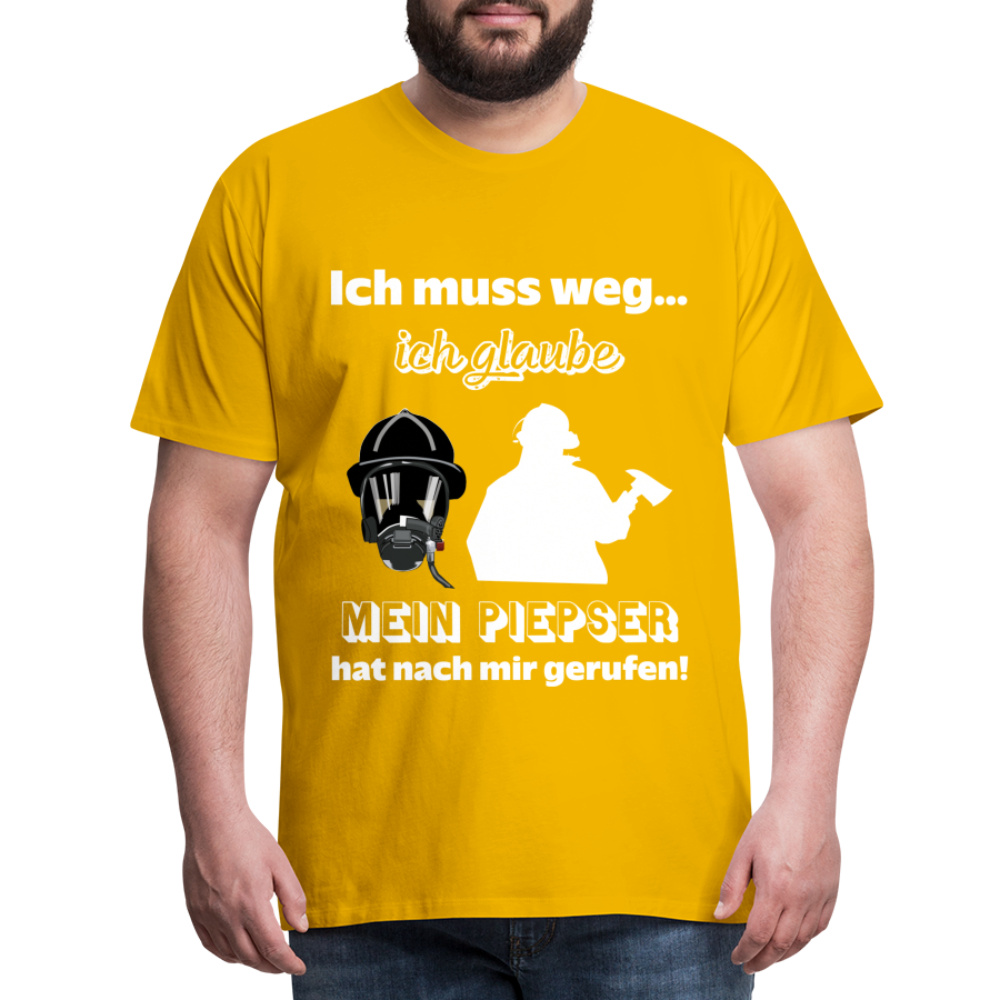 Ich muss weg... Ich glaube mein Piepser hat nach mir gerufen! - Männer T-Shirt - Sonnengelb