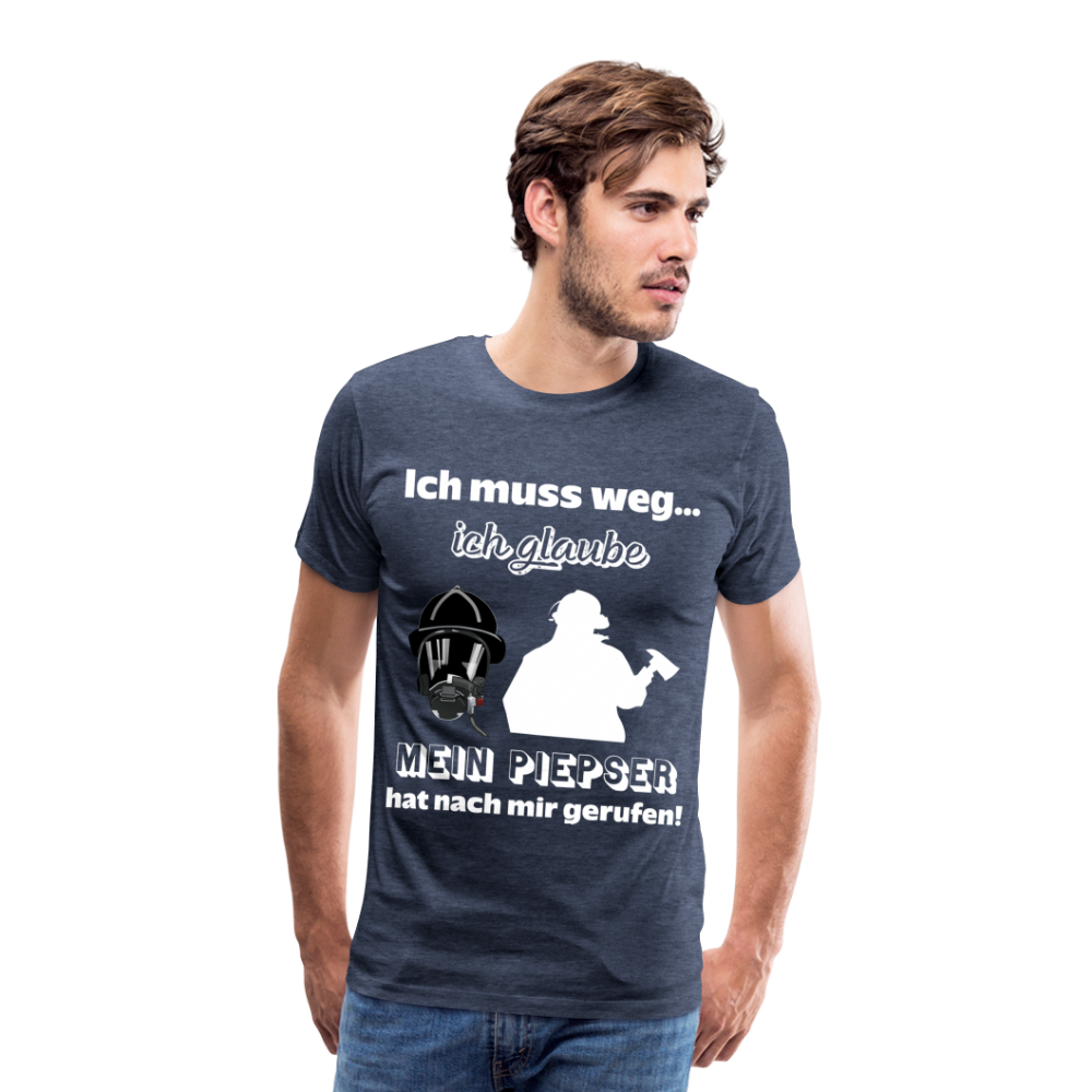 Ich muss weg... Ich glaube mein Piepser hat nach mir gerufen! - Männer T-Shirt - Blau meliert