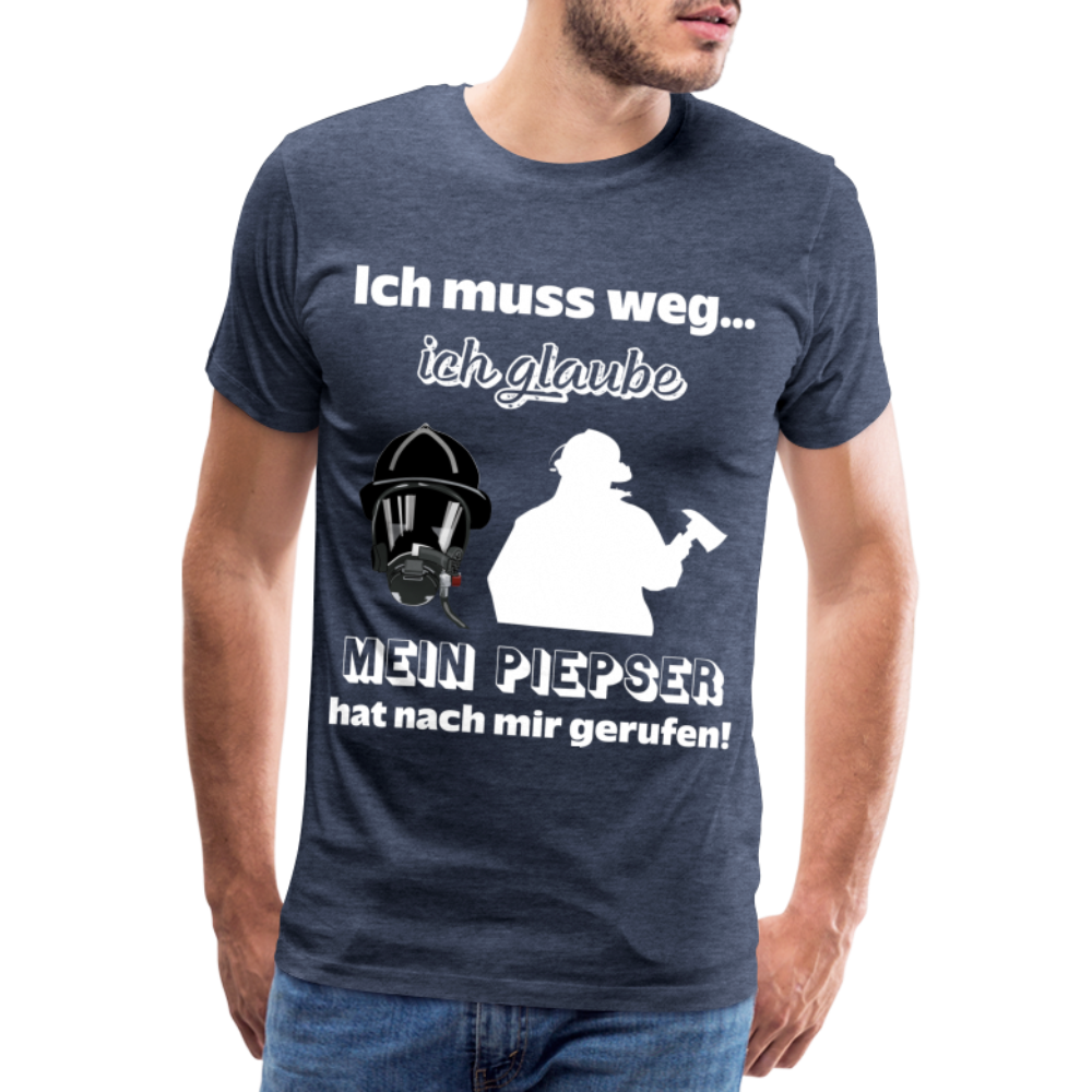 Ich muss weg... Ich glaube mein Piepser hat nach mir gerufen! - Männer T-Shirt - Blau meliert