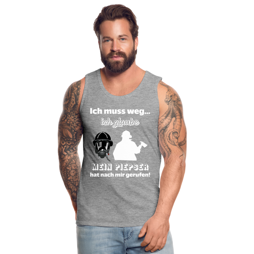 Ich muss weg... Ich glaube mein Piepser hat nach mir gerufen! - Männer Tank Top - Grau meliert