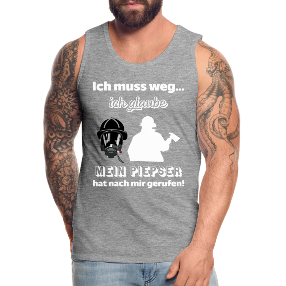 Ich muss weg... Ich glaube mein Piepser hat nach mir gerufen! - Männer Tank Top - Grau meliert