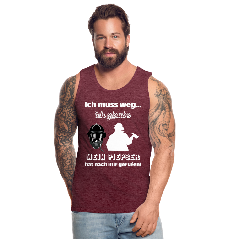 Ich muss weg... Ich glaube mein Piepser hat nach mir gerufen! - Männer Tank Top - Bordeauxrot meliert