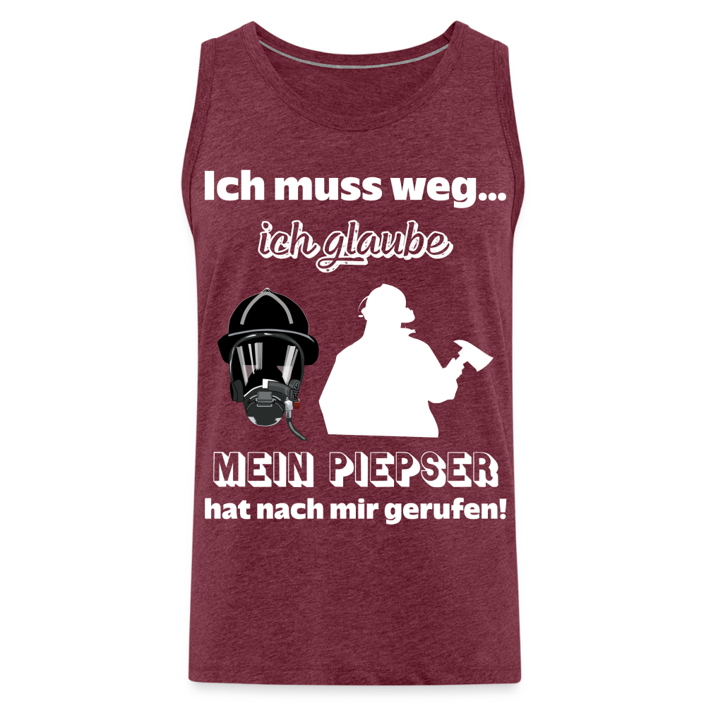 Ich muss weg... Ich glaube mein Piepser hat nach mir gerufen! - Männer Tank Top - Bordeauxrot meliert