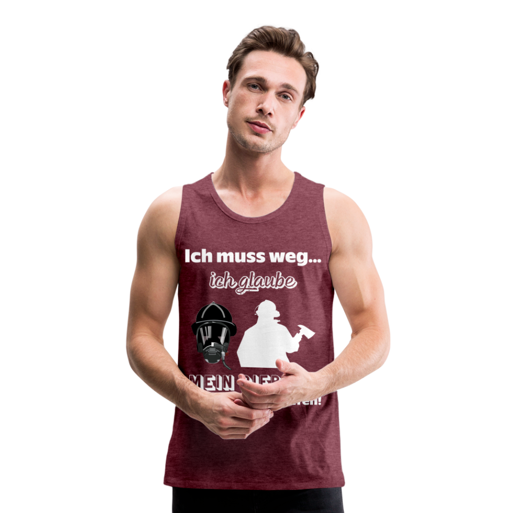 Ich muss weg... Ich glaube mein Piepser hat nach mir gerufen! - Männer Tank Top - Bordeauxrot meliert