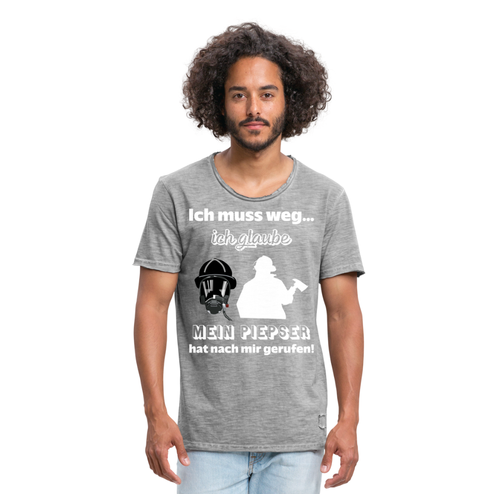 Ich muss weg... Ich glaube mein Piepser hat nach mir gerufen! - Männer Vintage T-Shirt - Vintage Grau