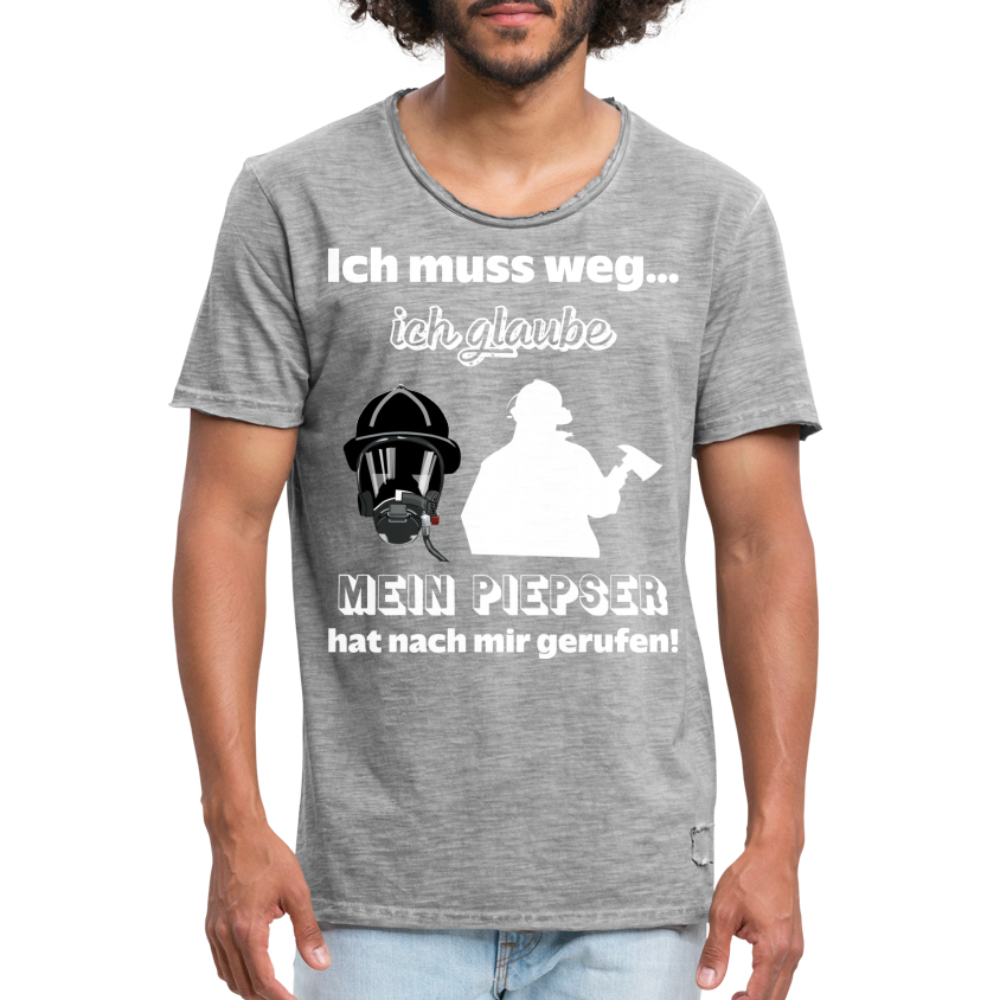 Ich muss weg... Ich glaube mein Piepser hat nach mir gerufen! - Männer Vintage T-Shirt - Vintage Grau