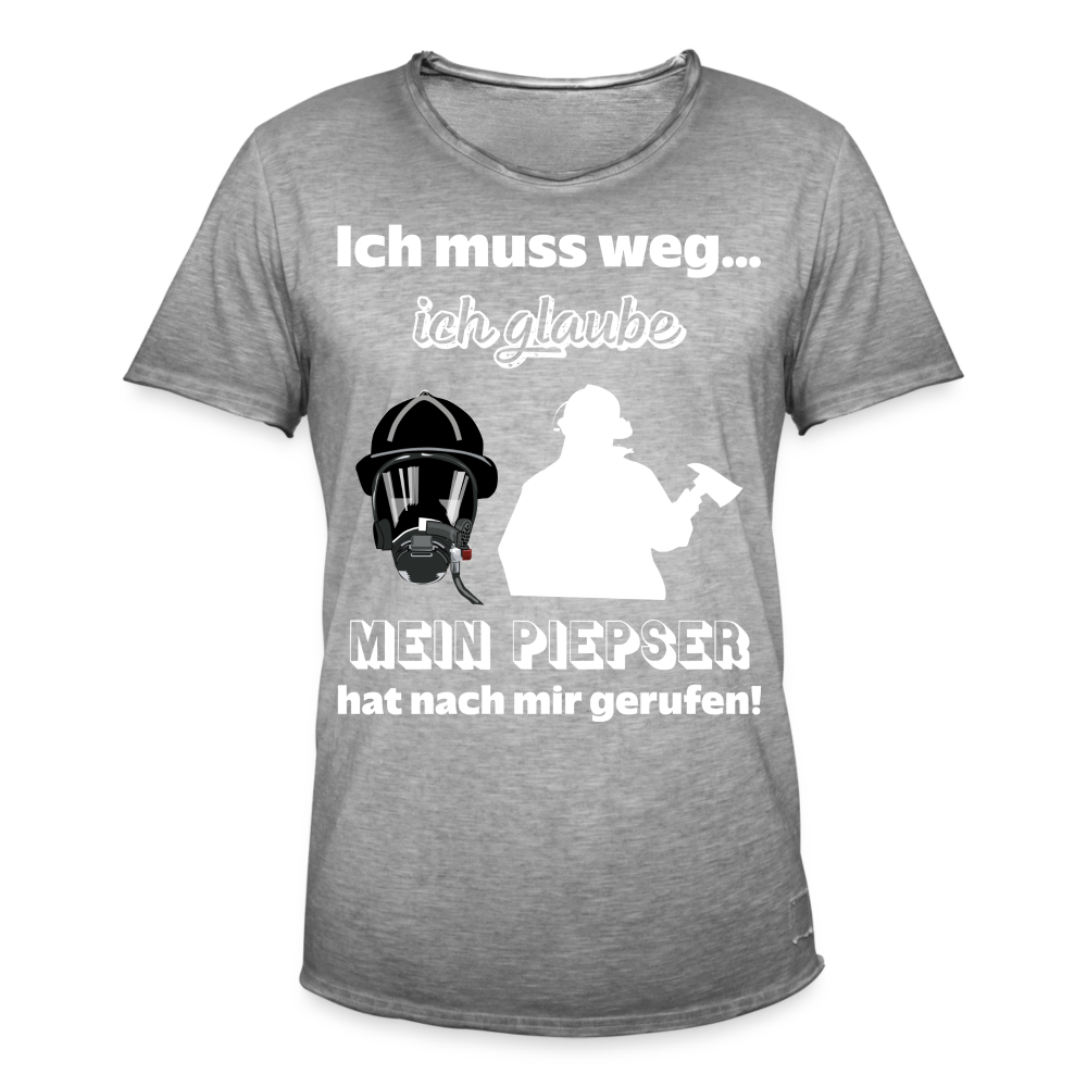 Ich muss weg... Ich glaube mein Piepser hat nach mir gerufen! - Männer Vintage T-Shirt - Vintage Grau