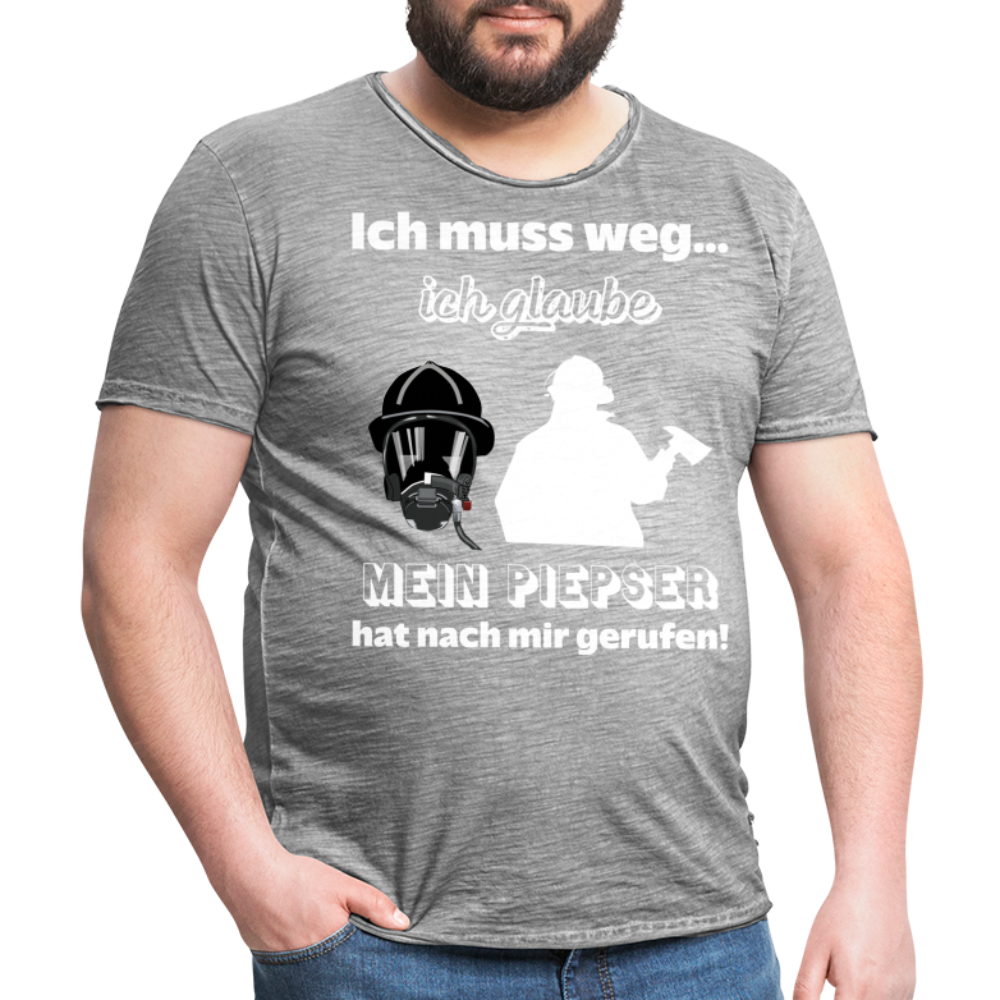 Ich muss weg... Ich glaube mein Piepser hat nach mir gerufen! - Männer Vintage T-Shirt - Vintage Grau