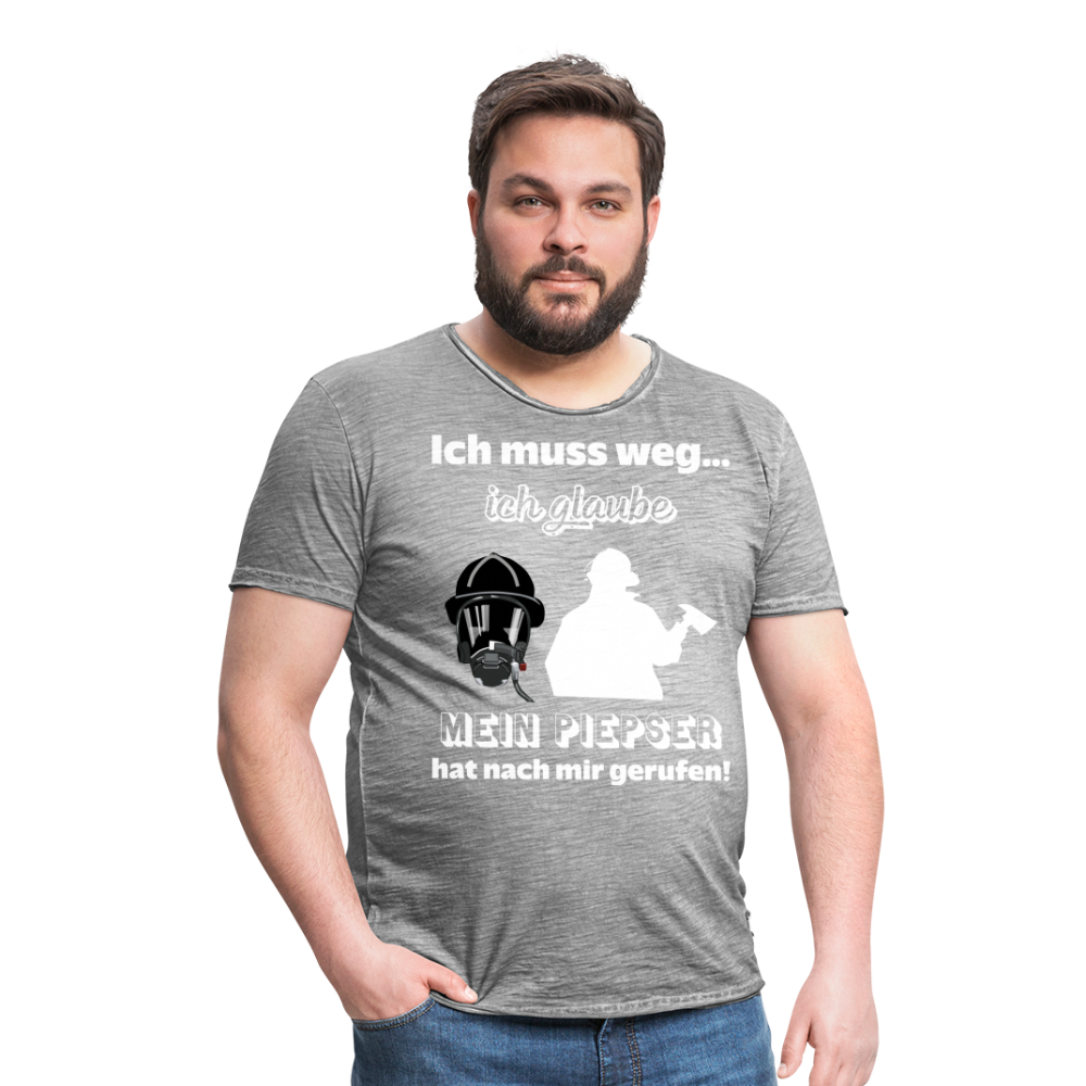 Ich muss weg... Ich glaube mein Piepser hat nach mir gerufen! - Männer Vintage T-Shirt - Vintage Grau