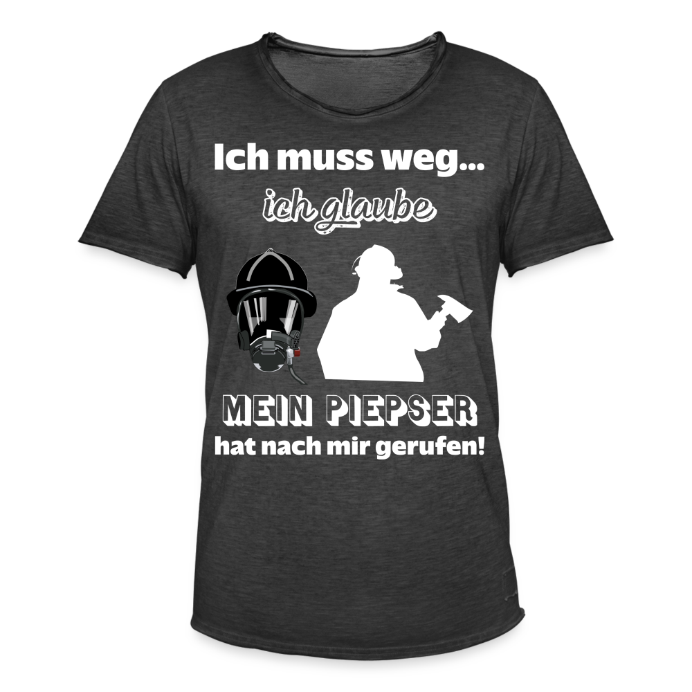 Ich muss weg... Ich glaube mein Piepser hat nach mir gerufen! - Männer Vintage T-Shirt - Vintage Schwarz
