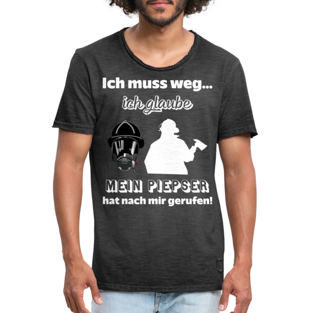 Ich muss weg... Ich glaube mein Piepser hat nach mir gerufen! - Männer Vintage T-Shirt - Vintage Schwarz