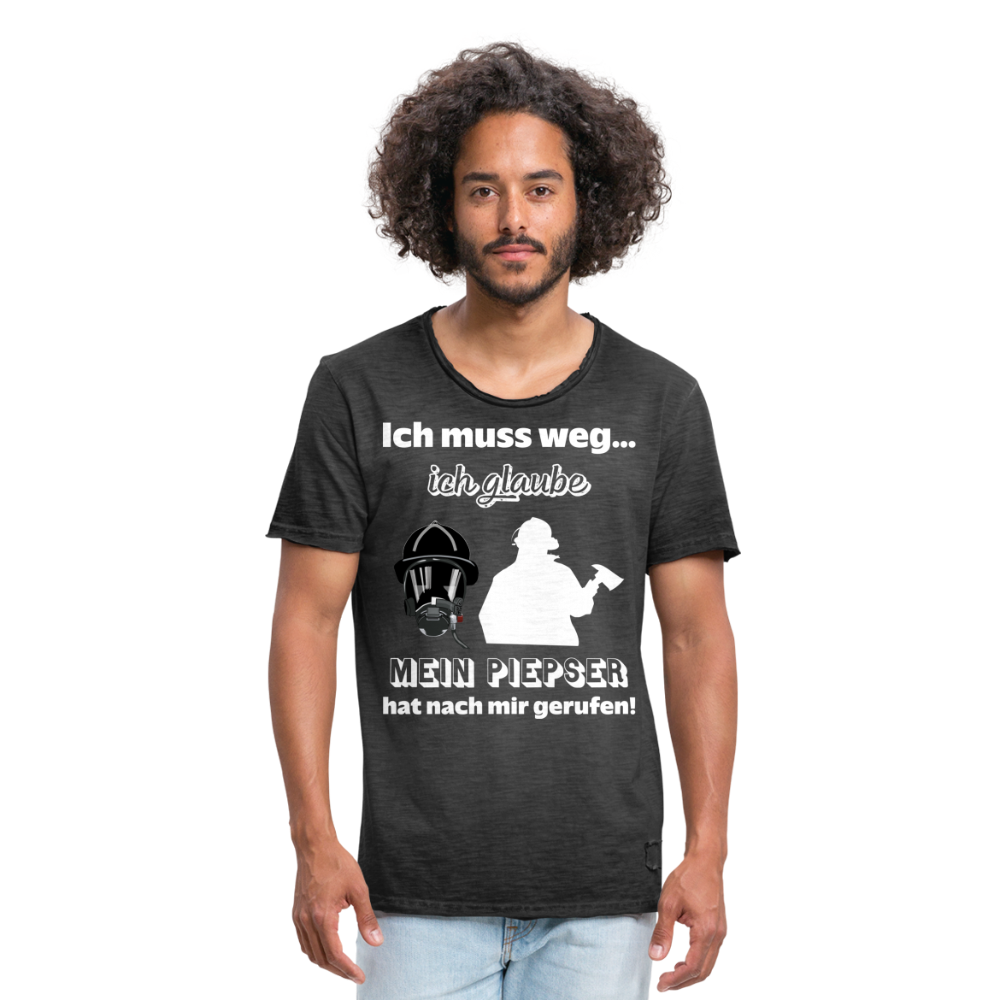 Ich muss weg... Ich glaube mein Piepser hat nach mir gerufen! - Männer Vintage T-Shirt - Vintage Schwarz